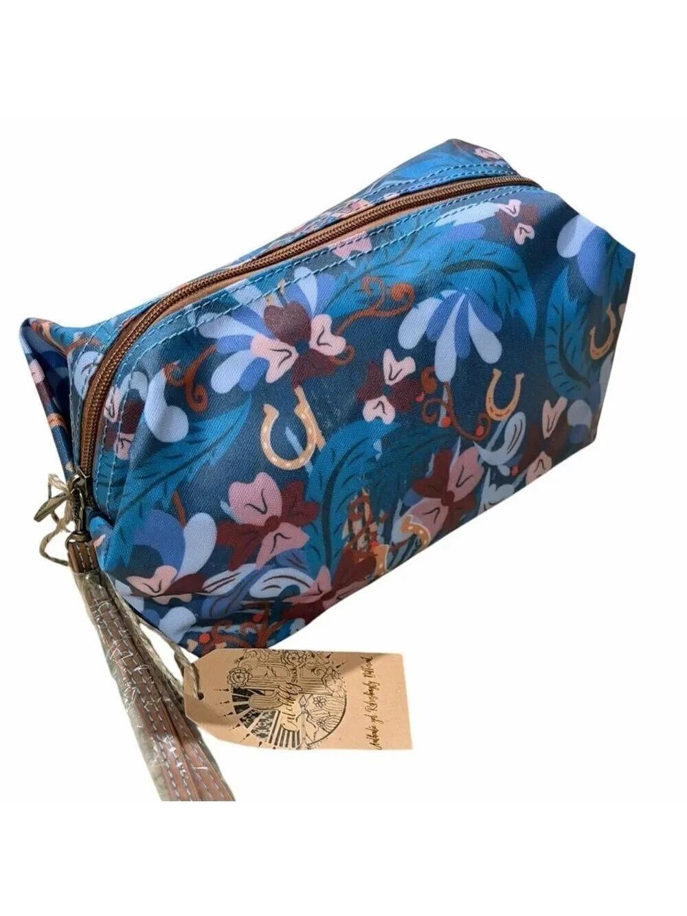 Catchfly Gold Horseshoe Cosmetic Pouch Bag NWT